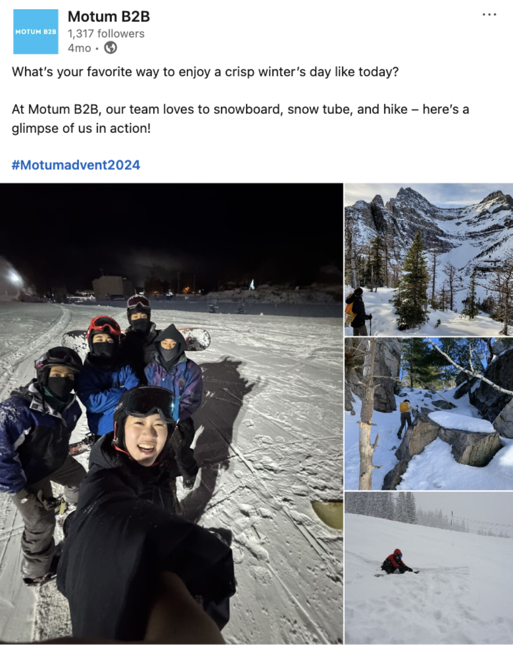 Employee-generated content on the Motum B2B LinkedIn.