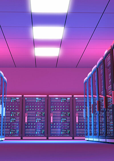 Server room with Purple Hue