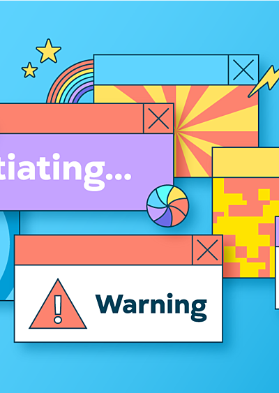 Colourful popups showing various technical alerts and warnings