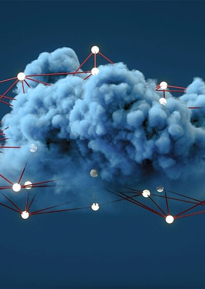 A floating cloud filled with lightbulbs.