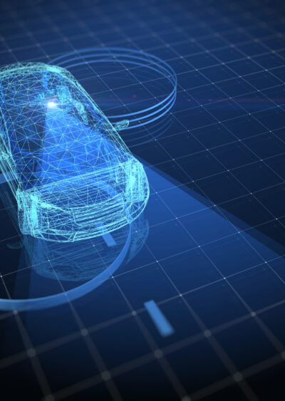Blueprint of a car with a light on top of it