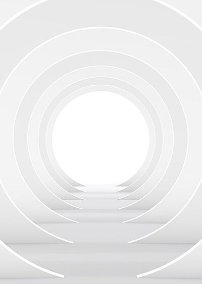 White circular arches extending into space