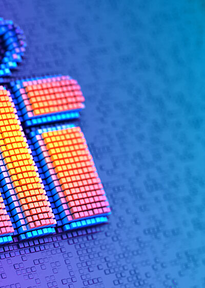 A colourful pixellated gift icon