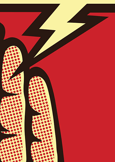 Comic illustration of a woman talking