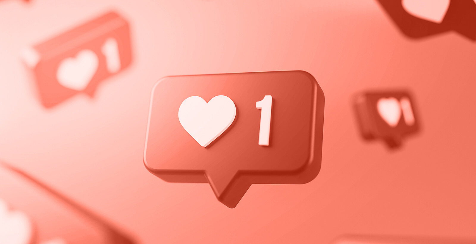 Floating social media heart notification.