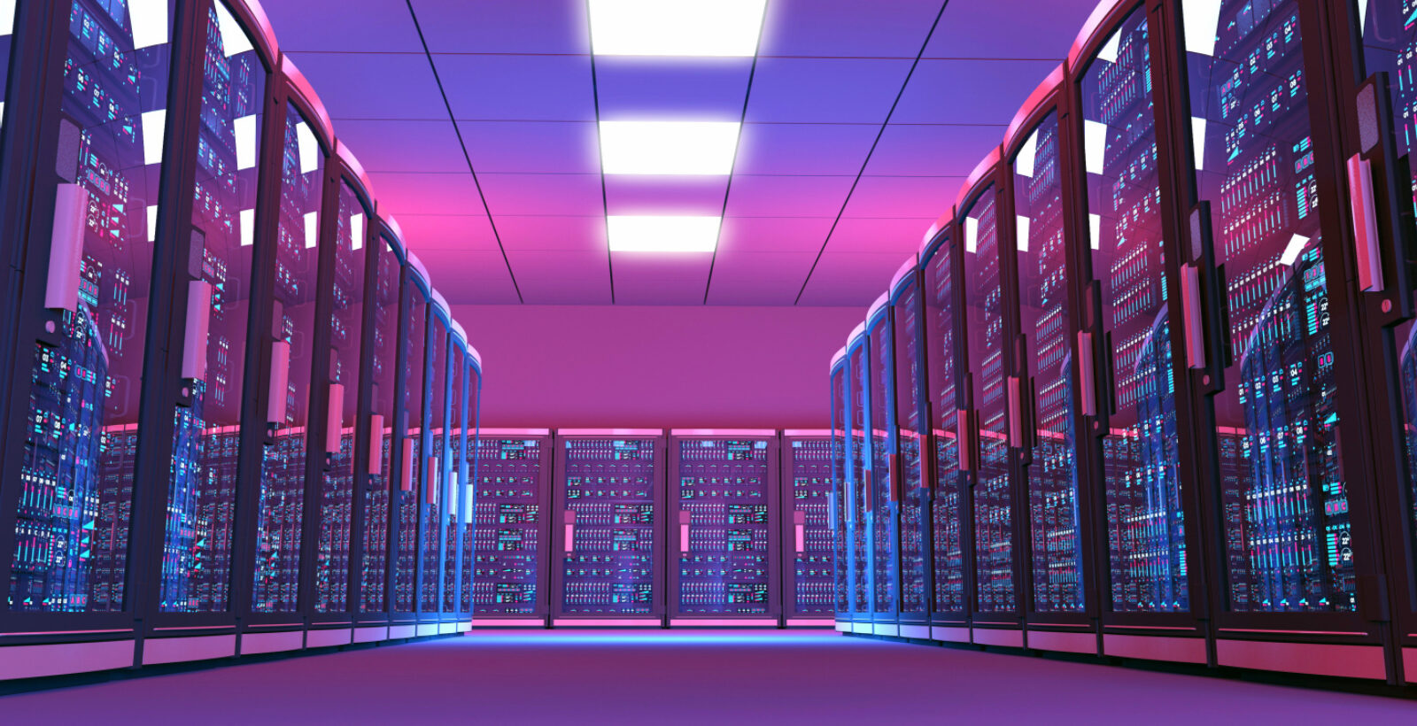 Server room with Purple Hue