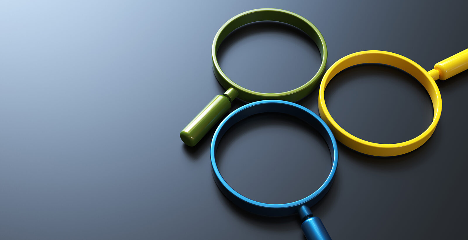 Three magnifying glasses.