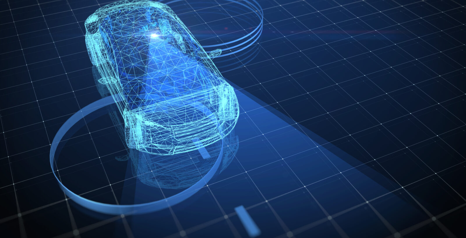 Blueprint of a car with a light on top of it