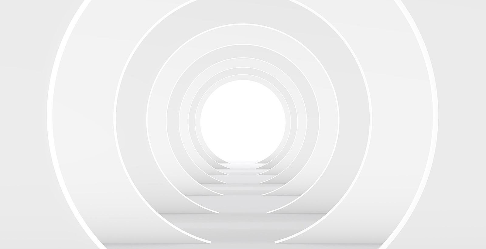 White circular arches extending into space