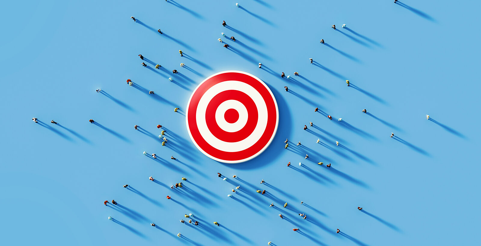 Bullseye with misses all around it on blue background