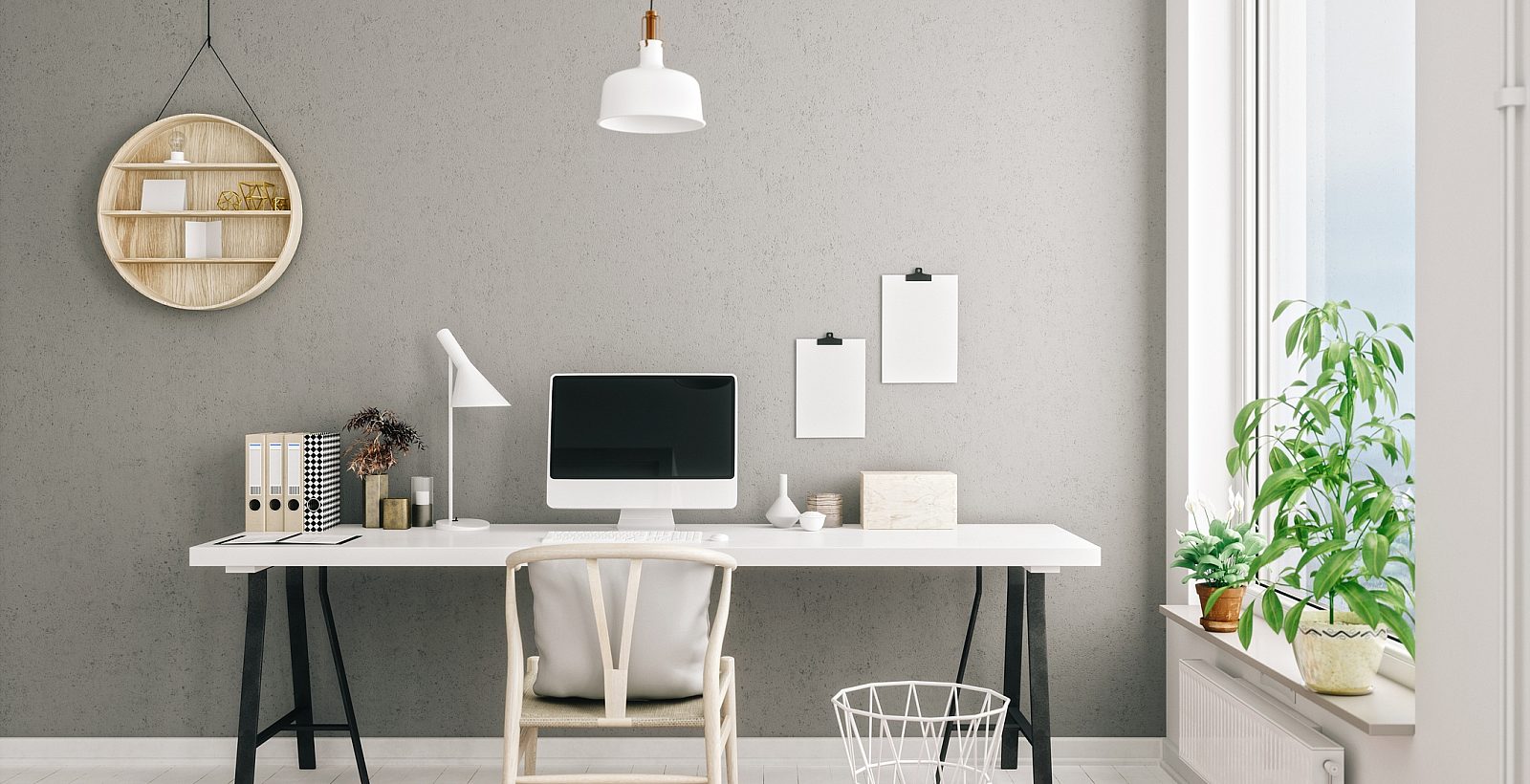 Minimal desk set up with imac